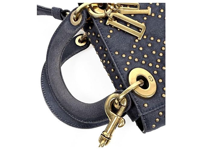 Dior Denim Stud Mini Lady Bag Blau - Ansicht 9
