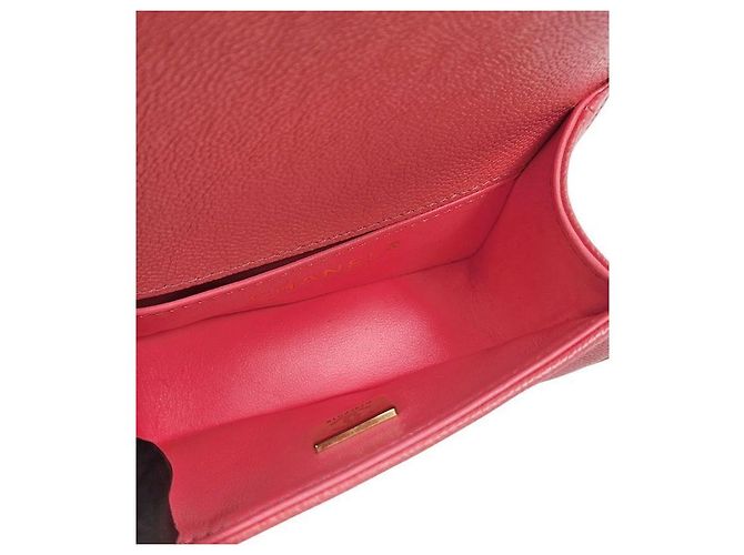Chanel Mini Boy Bag in caviar chevron rosa con chip - vista 10