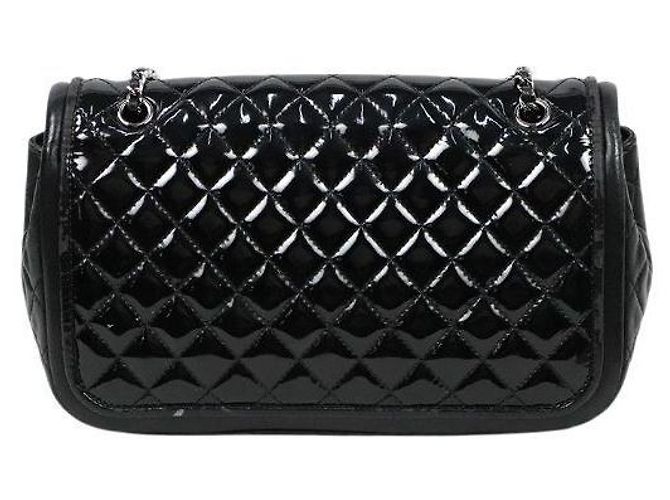 Chanel Borsa a tracolla con catena in vernice nera Nero - vista 3