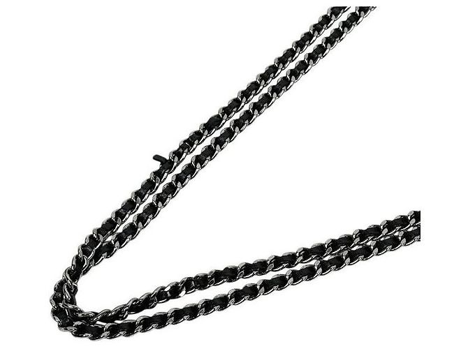 Chanel Borsa a tracolla con catena in vernice nera Nero - vista 8