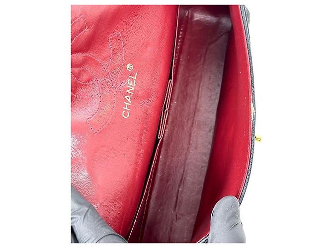 Chanel Borsa a spalla Classic in pelle d'agnello nera Medium Nero - vista 10