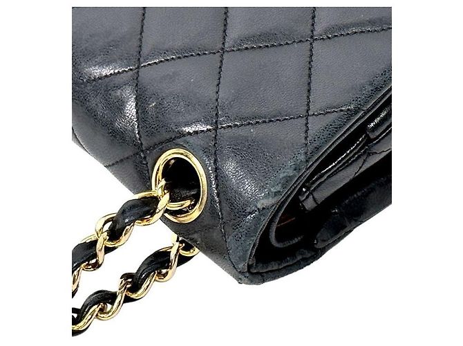 Chanel Borsa a spalla Classic in pelle d'agnello nera Medium Nero - vista 8