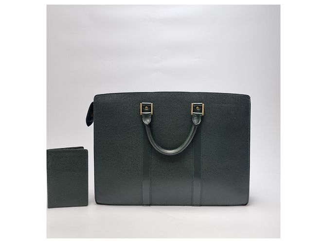 Louis Vuitton Taiga Lozan Green Document Bag Unisex (High-Grade Briefcase, Including Wallet) - view 6