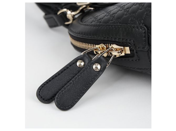 Gucci Mini Bolso Tote Dome de Piel Microsima Negro - vista 10