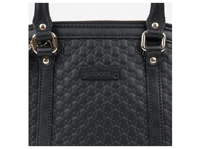 Gucci Mini Bolso Tote Dome de Piel Microsima Negro - vista 3
