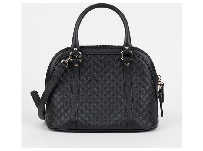 Gucci Mini Bolso Tote Dome de Piel Microsima Negro - vista 4