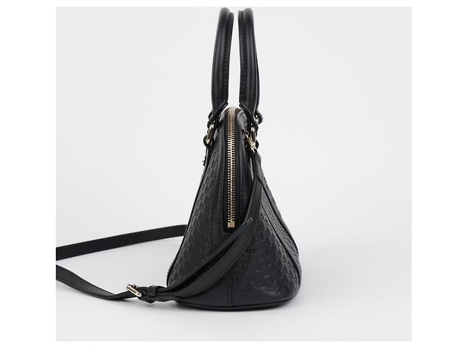 Gucci Mini Bolso Tote Dome de Piel Microsima Negro - vista 5