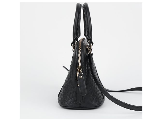 Gucci Mini Bolso Tote Dome de Piel Microsima Negro - vista 6