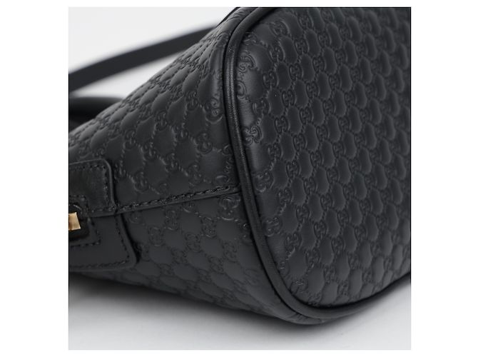 Gucci Mini Bolso Tote Dome de Piel Microsima Negro - vista 9