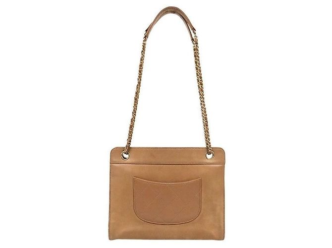 Chanel Borsa a tracolla beige con tasca Marrone - vista 3