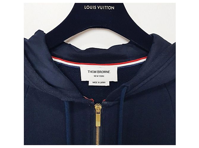 Thom Browne Felpa con cappuccio e zip da donna Engineered Diagonal Navy Taglia Blu - vista 3