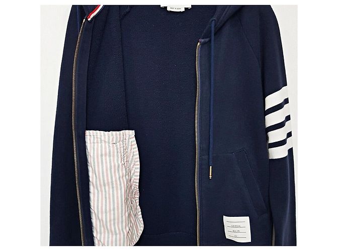 Thom Browne Felpa con cappuccio e zip da donna Engineered Diagonal Navy Taglia Blu - vista 6
