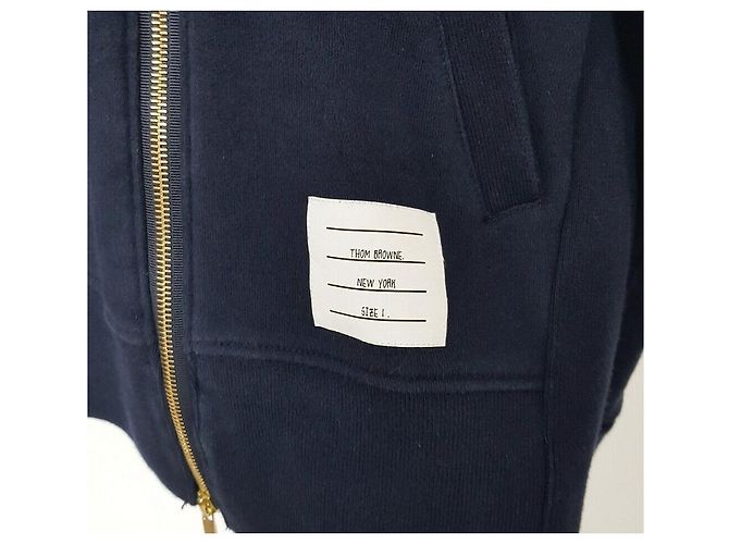Thom Browne Felpa con cappuccio e zip da donna Engineered Diagonal Navy Taglia Blu - vista 9
