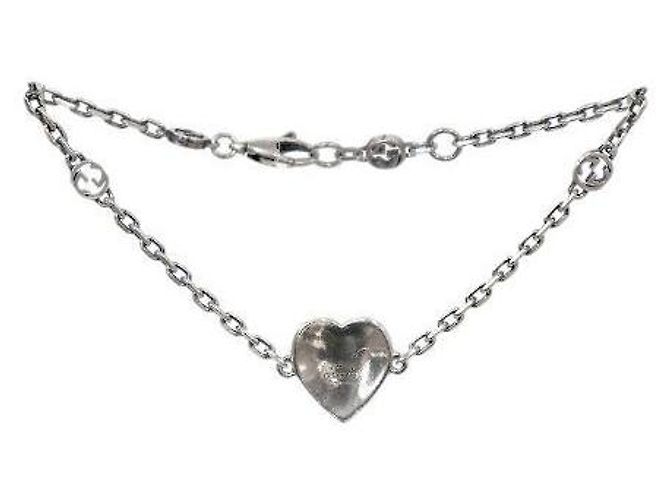 Gucci Bracciale in argento con cuori rossi intrecciati - vista 2
