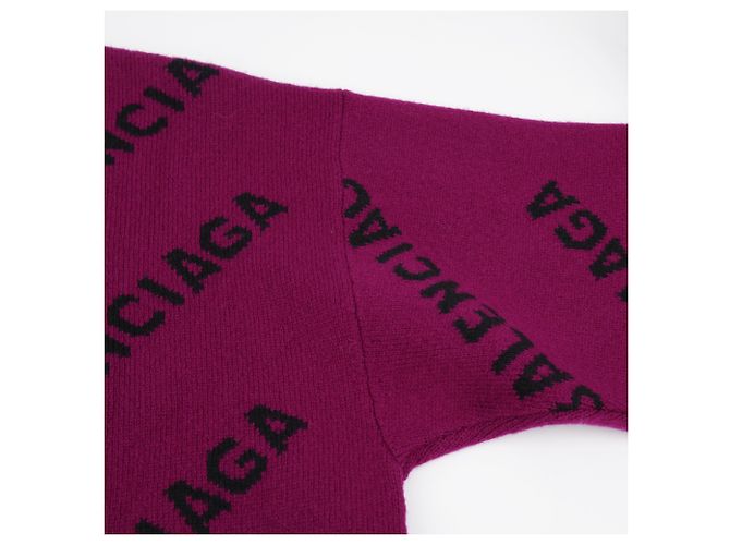 Balenciaga Lila Strick mit Allover-Logo-Muster - Ansicht 10