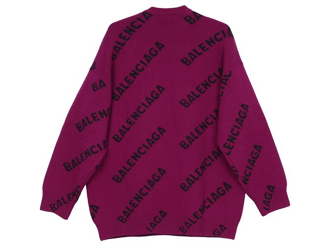 Balenciaga Lila Strick mit Allover-Logo-Muster - Ansicht 2