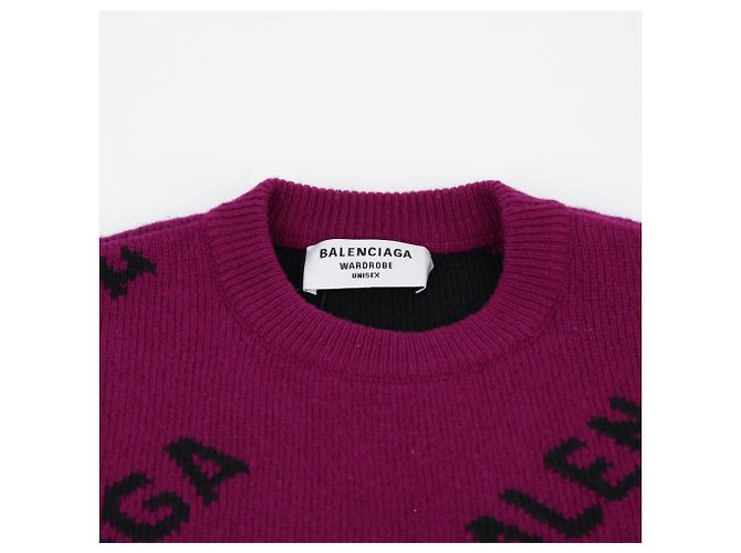 Balenciaga Lila Strick mit Allover-Logo-Muster - Ansicht 3