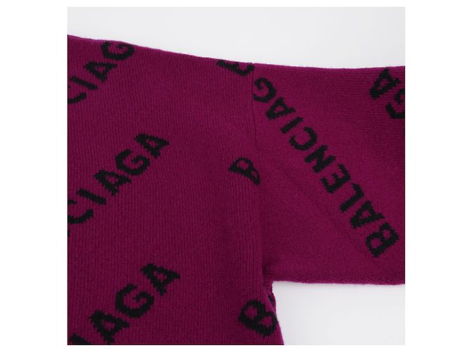 Balenciaga Lila Strick mit Allover-Logo-Muster - Ansicht 4