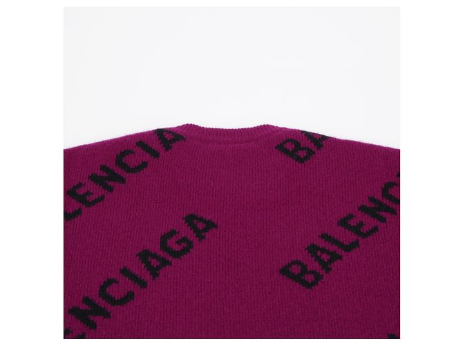 Balenciaga Lila Strick mit Allover-Logo-Muster - Ansicht 9