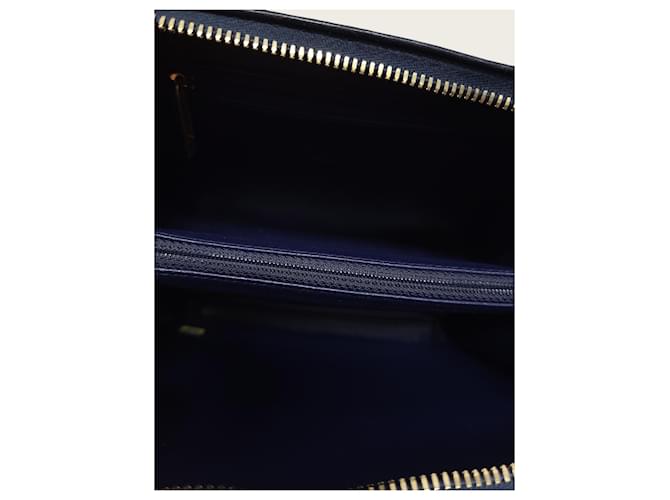 Chanel Vanity Medium Kosmetiktasche aus marineblauem Tweed und Pythonleder mit Tragegriff - Ansicht 4