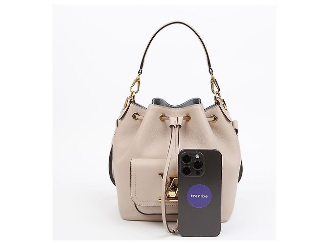 Louis Vuitton Borsa bucket in pelle grana Gris Marrone - vista 6