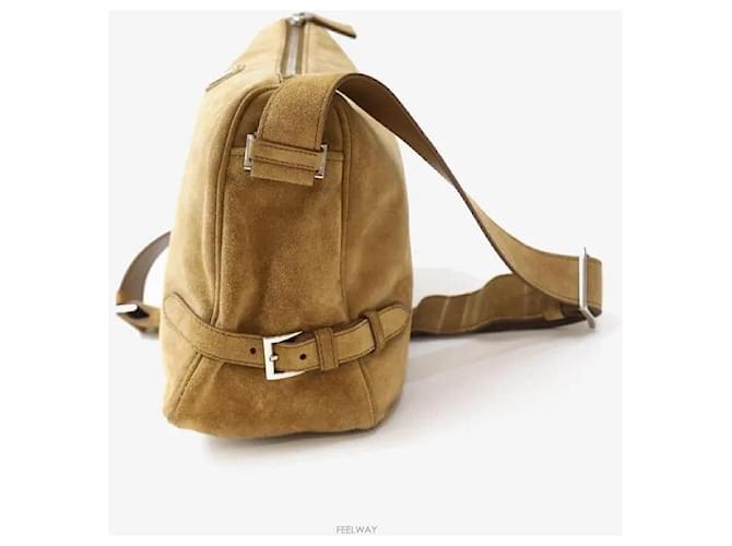 Prada Borsa a tracolla in camoscio marrone - vista 2