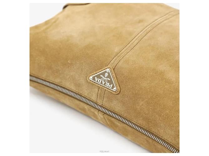 Prada Borsa a tracolla in camoscio marrone - vista 6