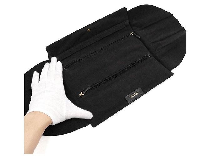 2.55 Chanel Borsa Clutch Multi-Scomparti in Tela Nera Nero - vista 5