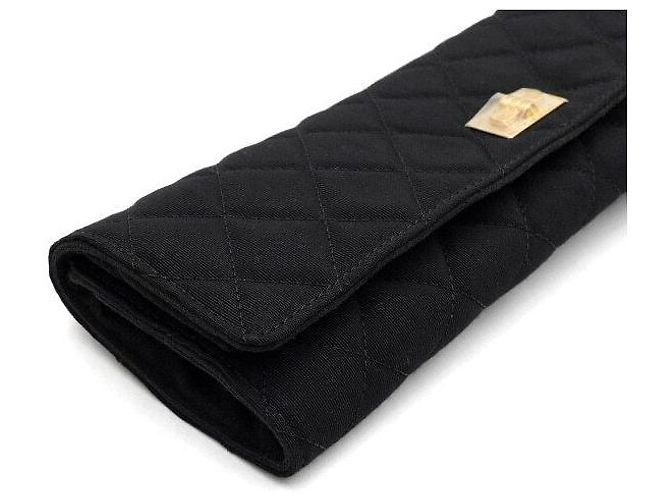 2.55 Chanel Borsa Clutch Multi-Scomparti in Tela Nera Nero - vista 7
