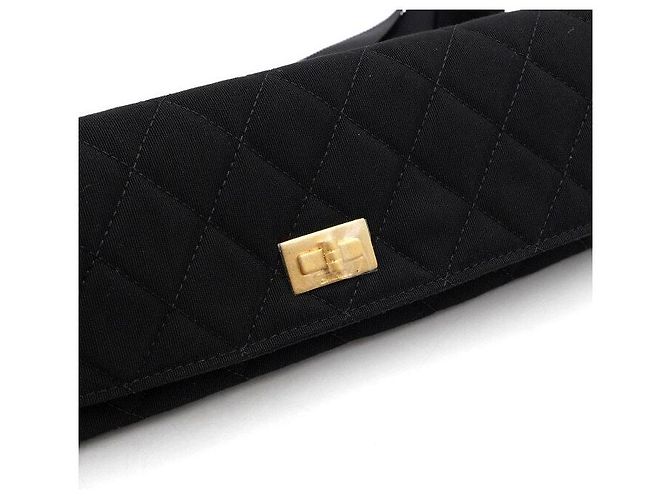 2.55 Chanel Borsa Clutch Multi-Scomparti in Tela Nera Nero - vista 8