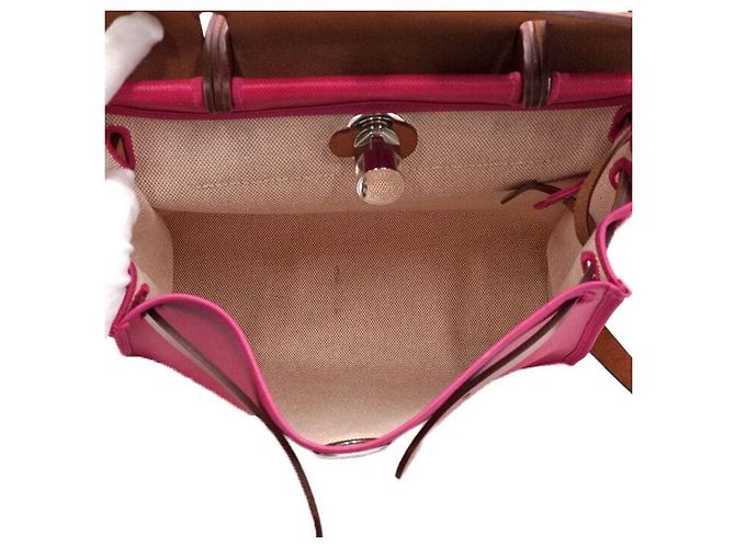 Hermès Borsa Tote e Borsa a Tracolla in Tela PVC Rosa con Nuova Cerniera - vista 6