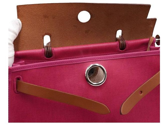 Hermès Borsa Tote e Borsa a Tracolla in Tela PVC Rosa con Nuova Cerniera - vista 8