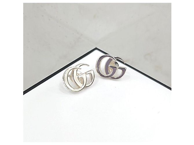 Gucci Orecchini GG Marmont con borchie argento - vista 5