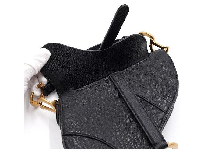 Dior Mini borsa Tote Saddle in vitello grana nera - vista 7
