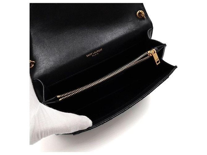 Saint Laurent Borsa a tracolla e a spalla mini trapuntata GABY in pelle nera Nero - vista 6