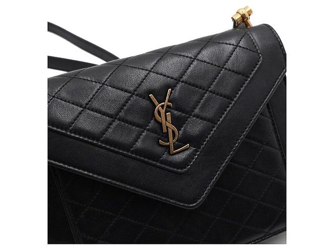 Saint Laurent Borsa a tracolla e a spalla mini trapuntata GABY in pelle nera Nero - vista 9