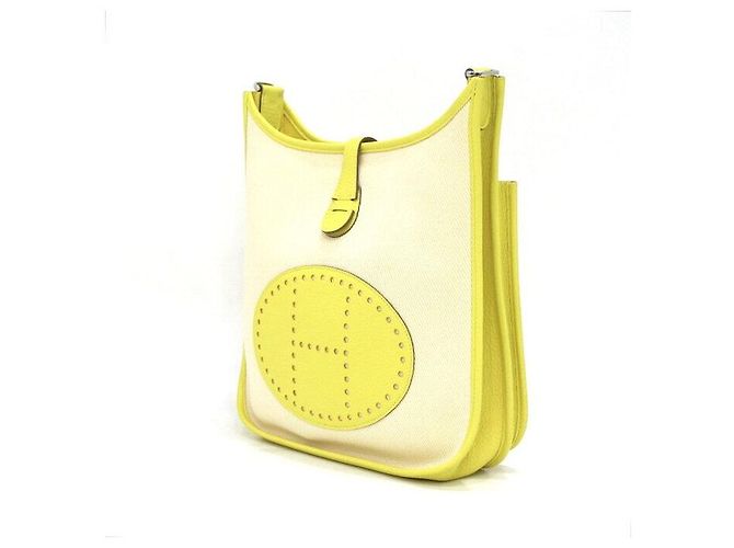 Hermès Bolso de hombro y bolso bandolera Evelyn Canvas Citron Lime Dorado - vista 2