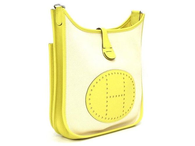 Hermès Bolso de hombro y bolso bandolera Evelyn Canvas Citron Lime Dorado - vista 3
