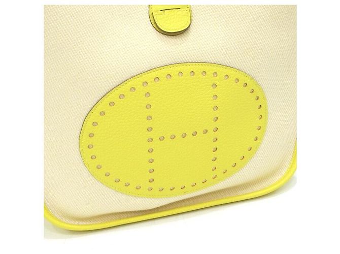 Hermès Bolso de hombro y bolso bandolera Evelyn Canvas Citron Lime Dorado - vista 4