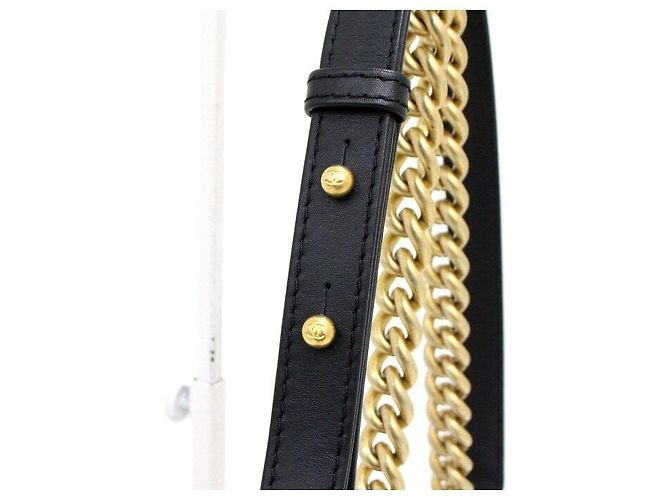Chanel Borsa a tracolla e crossbody Around Boy Small Flap con catena dorata Nero - vista 10