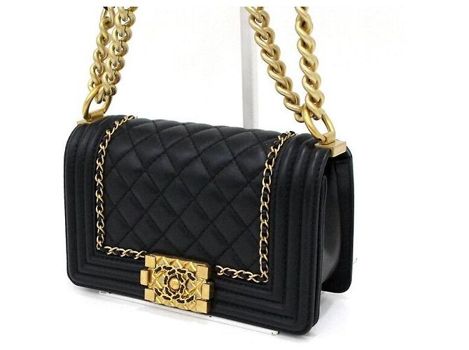 Chanel Borsa a tracolla e crossbody Around Boy Small Flap con catena dorata Nero - vista 3