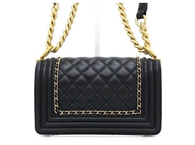 Chanel Borsa a tracolla e crossbody Around Boy Small Flap con catena dorata Nero - vista 5
