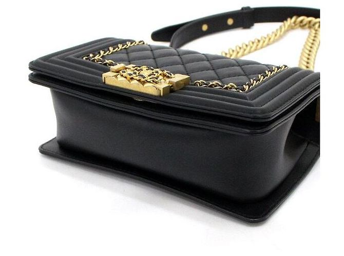 Chanel Borsa a tracolla e crossbody Around Boy Small Flap con catena dorata Nero - vista 8