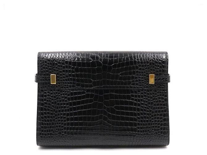 Saint Laurent Borsa a tracolla Manhattan in stampa coccodrillo nera - vista 4