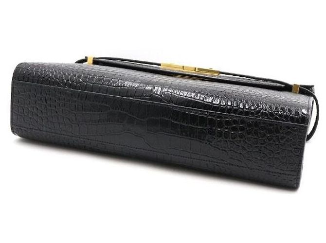 Saint Laurent Borsa a tracolla Manhattan in stampa coccodrillo nera - vista 7