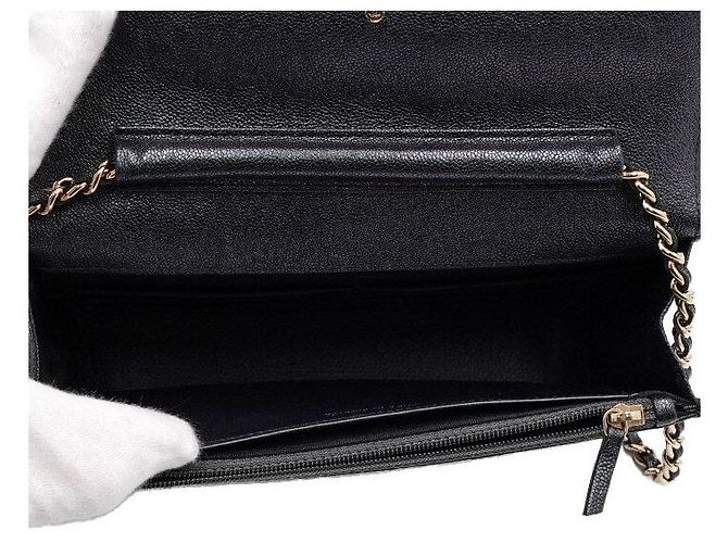 Chanel Sac à épaule et sac bandoulière à chaîne CC dorée Noir - vue 5