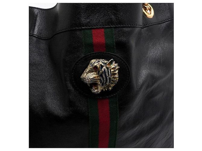Gucci Borsa a tracolla Raja Web Chain con testa di tigre nera - vista 10