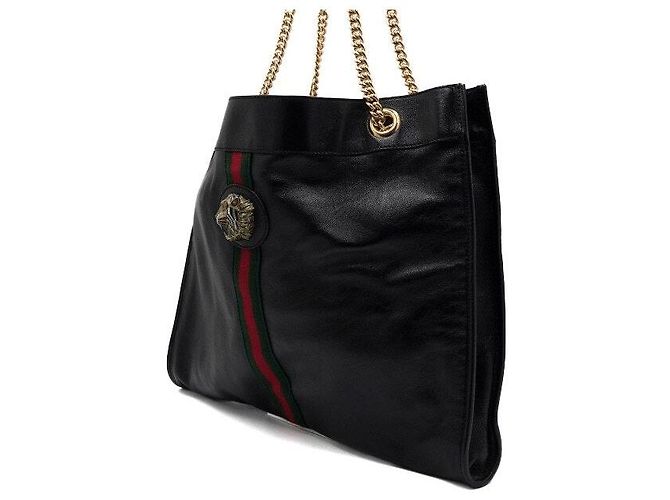 Gucci Borsa a tracolla Raja Web Chain con testa di tigre nera - vista 2