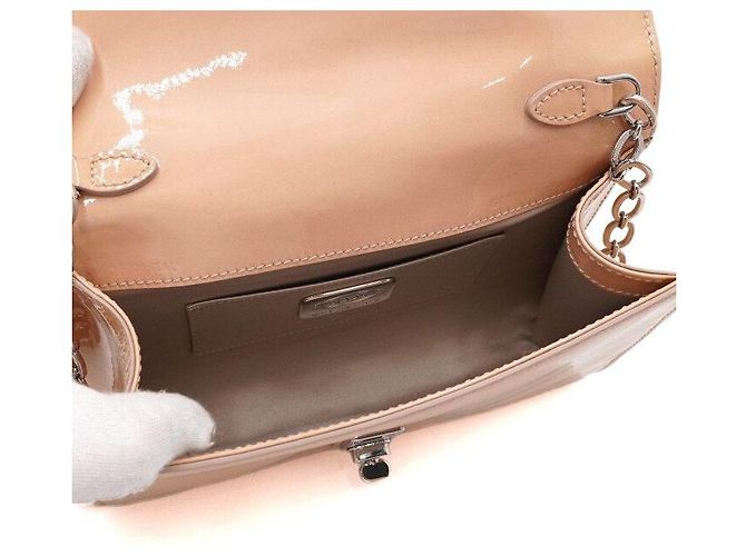Tod's Borsa a tracolla in vernice beige con catena - vista 5