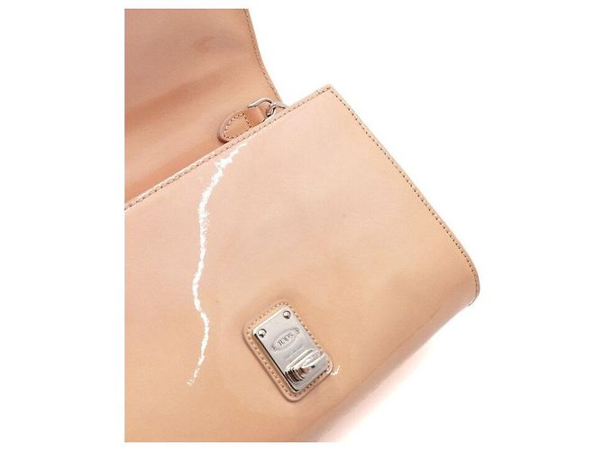 Tod's Borsa a tracolla in vernice beige con catena - vista 7